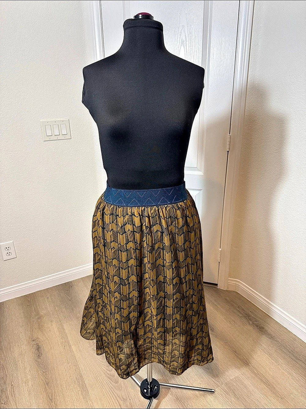 LuLaRoe Women's Geometric Maxi Skirt in Brown & Blue Like New